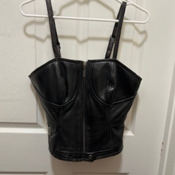 HARLEY DAVIDSON LEATHER ZIPPERED BUSTIER/HALTER - Picture 1 of 16